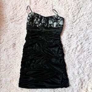 Vintage Y2K Ruched Whimsygoth Gothic Dark Romance Feminine Formal Cocktail Dress